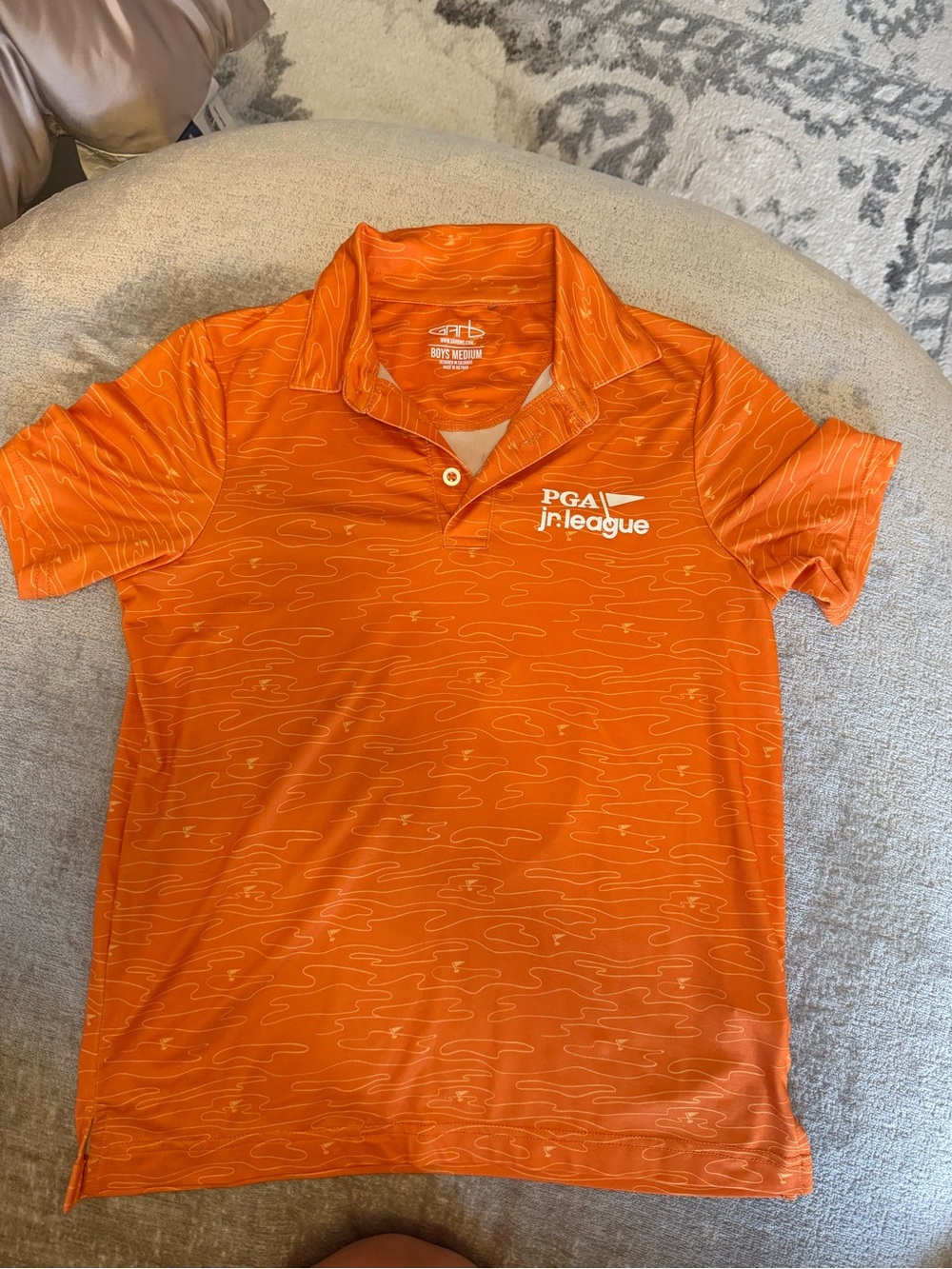GARB PGA Jr League Orange Golf Polo Boys M Performance Jersey #4